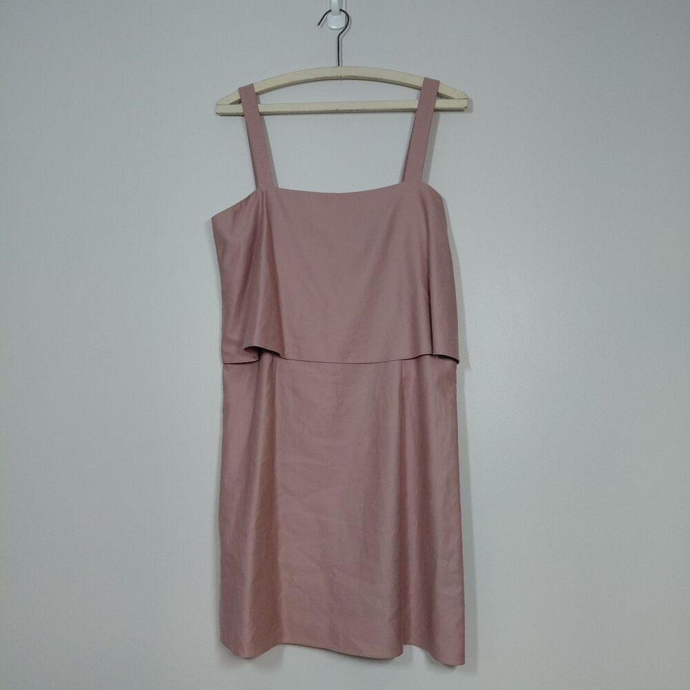 Dusen Dusen Womens Medium Mauve Tank Dress Tiered Popover Square Neck Cotton USA